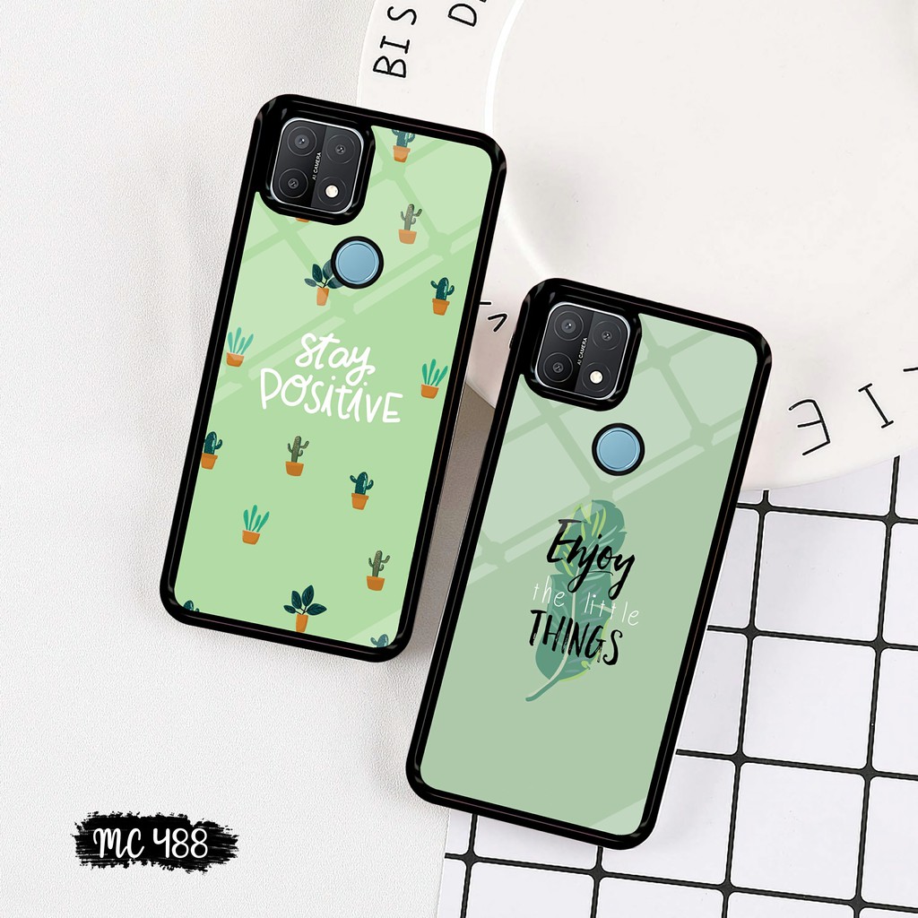 MC488 Softcase Kilau Oppo A15 Oppo A38 Casing Glass Case Kaca HandPhone Pelindung Silicon HP Mika HP