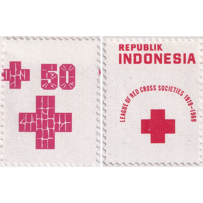 

Prangko Indonesia 1969 - The 50th Anniversary of League of Red Cross Societies - Red Only Misprint