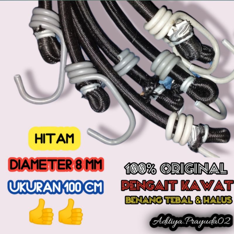 Jual Tali Bagasi Motor Elastis Tali Pengikat Barang Polos Hitam