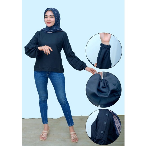 KEMEJA WANITA POLOS BASIC / GIOVANI SHIRT BASIC WANITA / KEMEJA POLOS CASUAL PUTIH HITAM