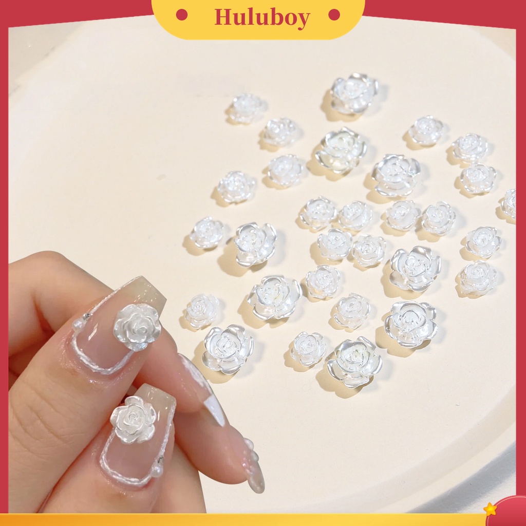 Huluboy Huluboy♡ 20 Pcs Aksesoris Berlian Imitasi Bentuk Bunga Camellia Untuk Dekorasi Kuku Wanita
