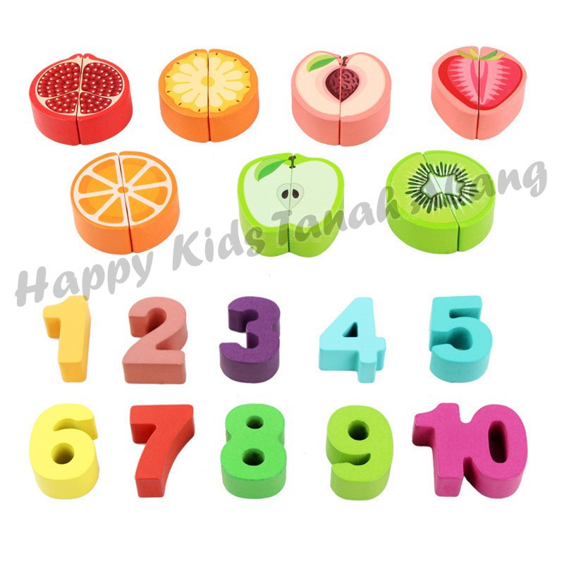 MAINAN EDUKASI 3 IN 1 / MAINAN PUZZLE KAYU / MAINAN POTONG BUAH / MAINAN MENTESSORI ANAK / MAINAN EDUKATIF ANAK