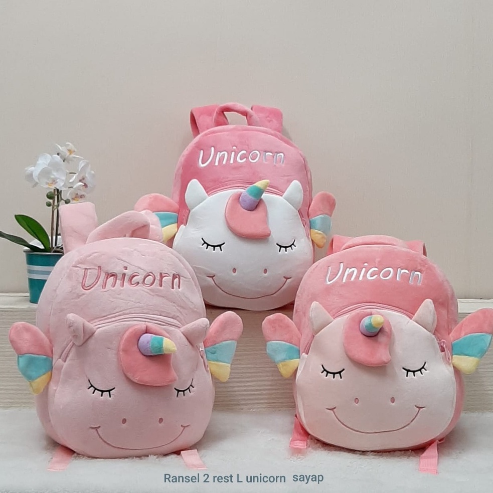 Tas Ransel Unicorn Size L 2Resleting/Tas Anak Tk SD/Kado Tas Anak/Backpack