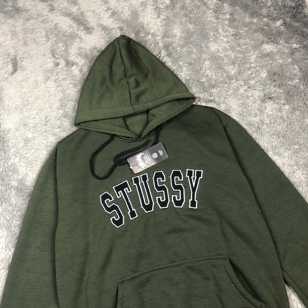 STUSSY HOODIE ZUKA OLIVE FULL BORDIR PREMIUM