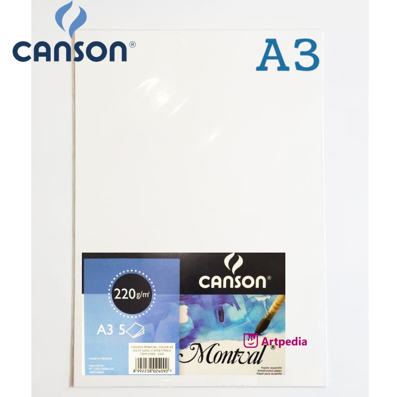 

Canson Montval A3 220gsm 5 Sheet - Watercolour paper Montval A3