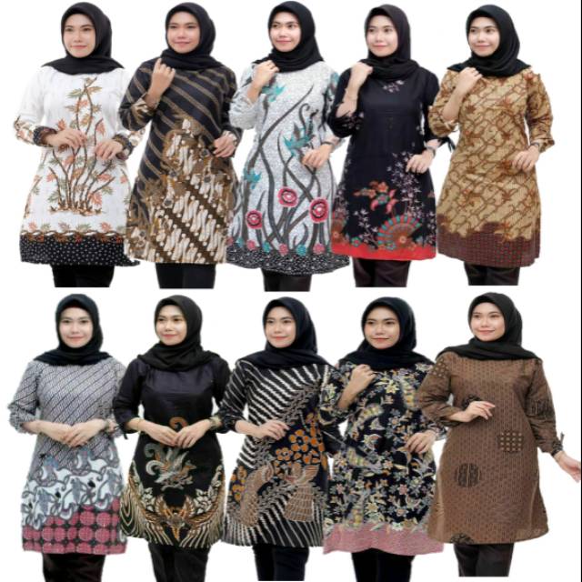 ATASAN BAJU BATIK WANITA TUNIK BATIK KANTOR TUNIK BATIK MURAH SERAGAM BATIK