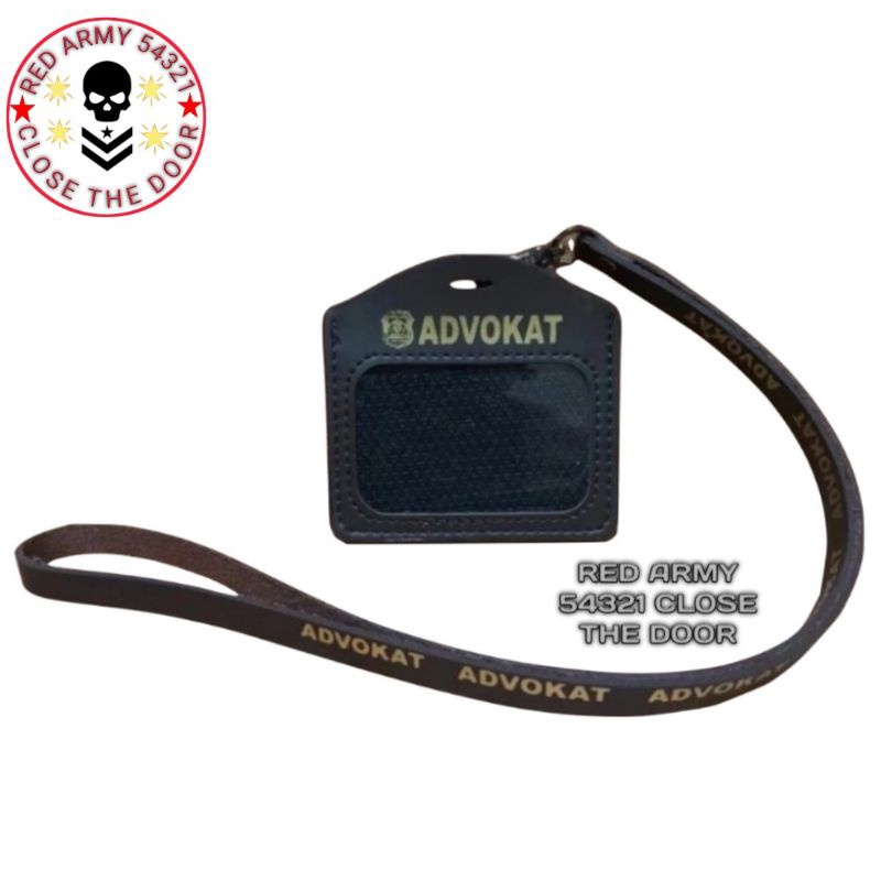 

Holder ID Card Kulit - Tali Nametag Model Horizontal ADVOCAT Warna Coklat