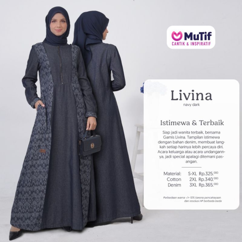 COUPLE MUTIF RAIZE - LIVINA NAVY DARK DENIM KOKO RAIZE GAMIS LIVINA DENIM