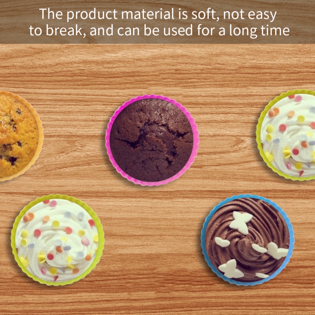 [house2020]Cupcake Mold Silicone Pastry Mold Non-Stick Cake Mould Tray Chocolate DIY Baking Tool Color Random