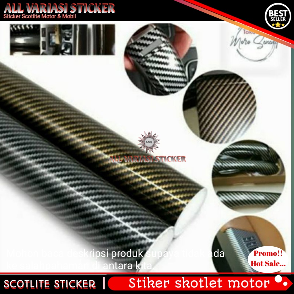 Harga promo stiker carbon skotlet karbon scotlet sticker scotlite motor mobil carbon silver, gold, p