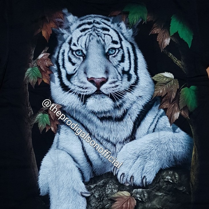 Kaos Rock Chang Import Size XL Harimau Putih HD Glow in The Dark