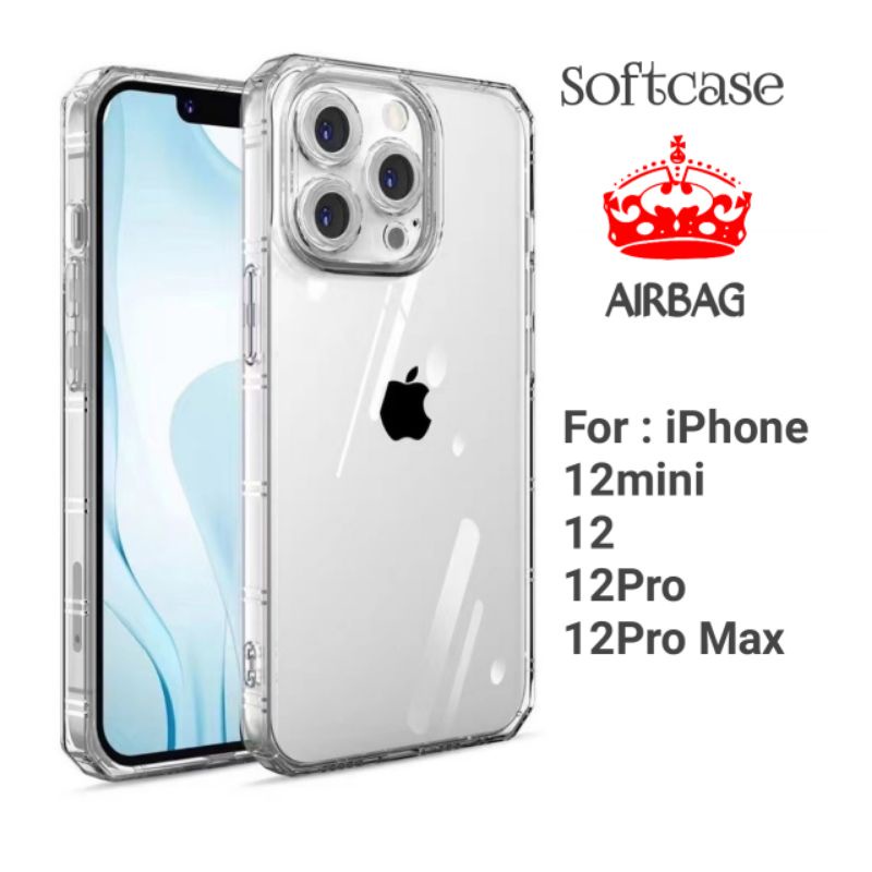 Case Iphone 12 Mini Pro Max Airbag Casing Cover Silikon Sofcase Silicon Clear Bening Transparan Pelindung Belakang Full Lensa kamera 12mini 12pro 12promax