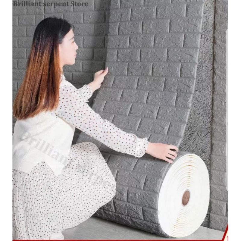 walpaper dinding roll 3d walpaper dinding foam pe wallfoam murah