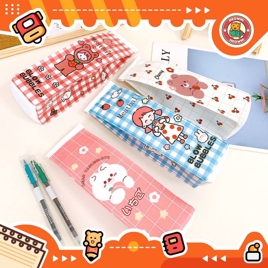 

Tempat Pensil Motif Kotak Kotak Kemasan Susu Karakter Girl x Bear PC0193