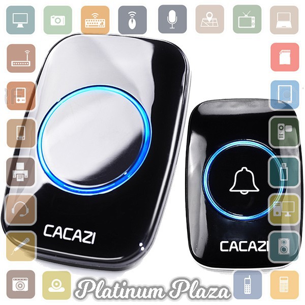 Taffware CACAZI A10 Bel Pintu Wireless Remote Doorbell LED 38 Tunes 1 PCS Receiver - Black`HVDQLD-