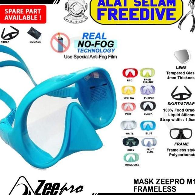 Terlaris Mask Diving Zeepro M1 Frameless Anti Fog Fogging Masker Selam