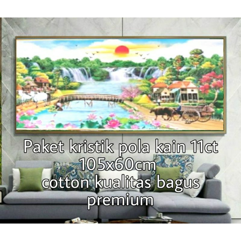 paket kristik pemandangan 11ct pola kain kualitas bagus premium
