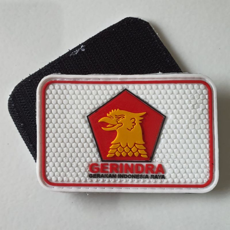 PATCH RUBBER LOGO PARTAI GERINDRA/RUBBER PATCH GERINDRA/TEMPELAN EMBLEM KARET VELCRO