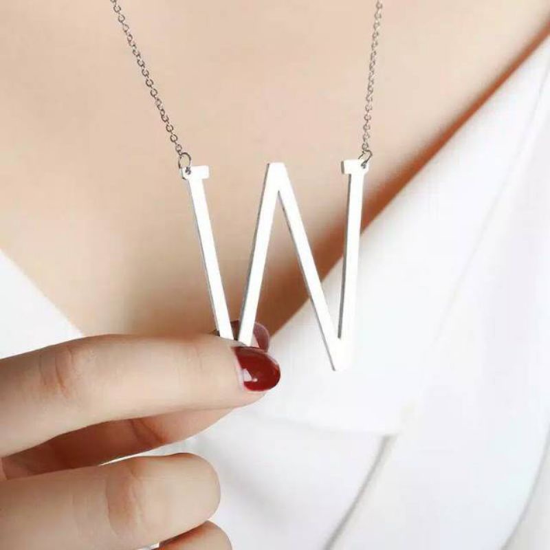 KALUNG INISIAL KALUNG ALPHABET SILVER TITANIUM STAINLESS STEEL ANTI KARAT