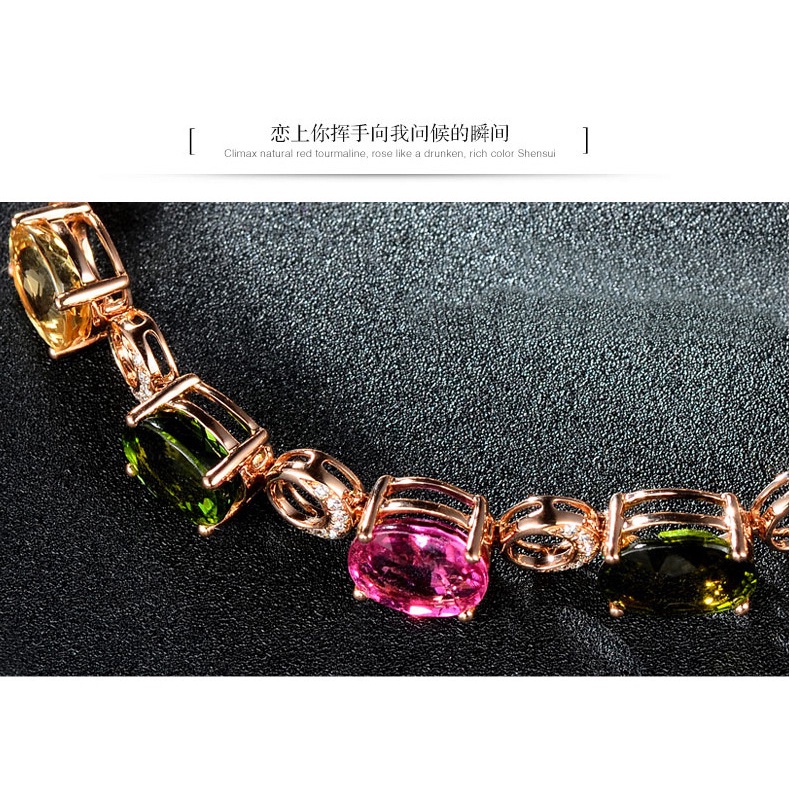 Gelang Zircon Warna-Warni Bahan Stainless Steel Lapis Emas Untuk Wanita