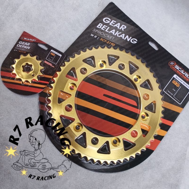 gear set depan belakang wr 155 scarlet gear gir depan belakang scarlet racing wr 155