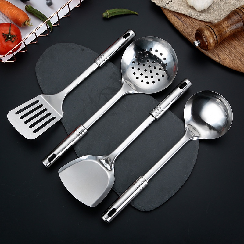 Kitchen Ware Set 4 In 1 Stainless Quality / Spatula Stainless / Pembalik Stainless / Centong Stainless / Sodet Stainless Steel Spatula Sutil Susuk Penggorengan Centong Sayur Irus Sendok Goreng Tebal Anti Panas / Spatula Stainless Steel Sutil Sodet Alat