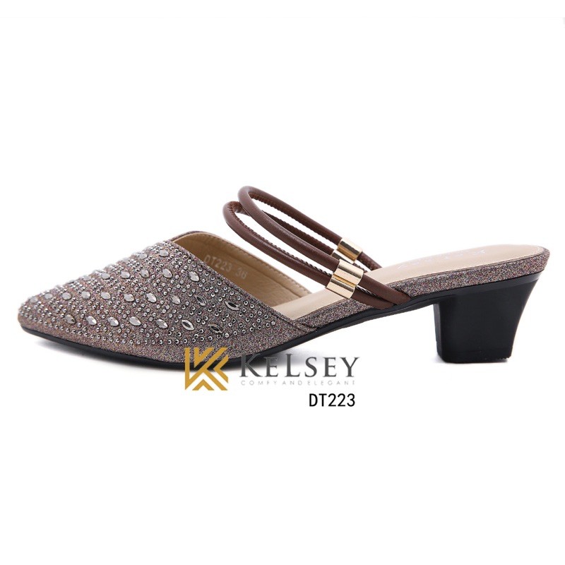 (GRATIS ALAS KAKI) NICOLE SEPATU CHUNKY HEELS 5CM TALI WANITA KELSEY DT223 SEPATU HAK TAHU WANITA HELLS ACARA PESTA