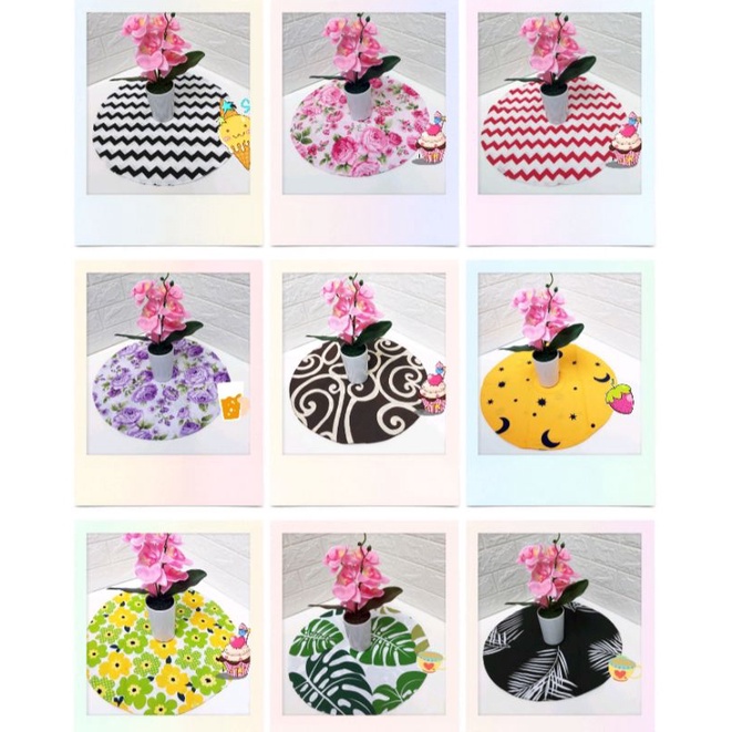 taplak meja bulat kecil katun