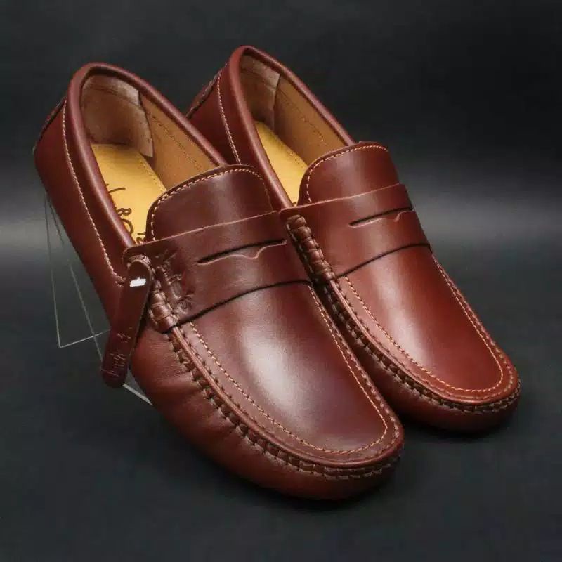 Sepatu Pria slip on Nawies FR02 kulit asli