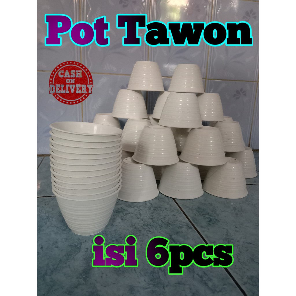 Pot Bunga plastik Pot Tawon Putih isi 6pcs Pot Bunga Pot Bonsai Pot Bunga Plastik Lusinan Murah Pot