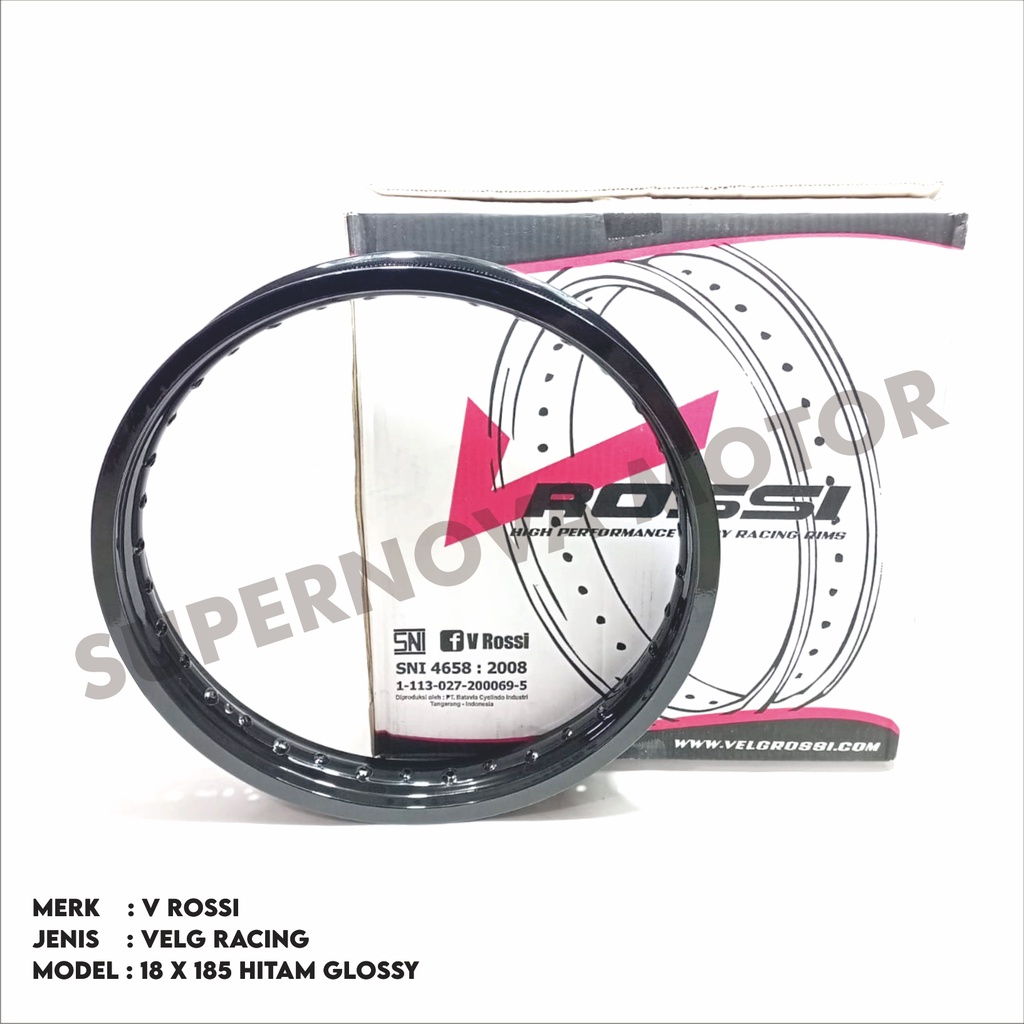 VELG ROSSI 185 HITAM KILAP RING 18 VELG ROSSI 18 X 185 36H HITAM  GLOSSY