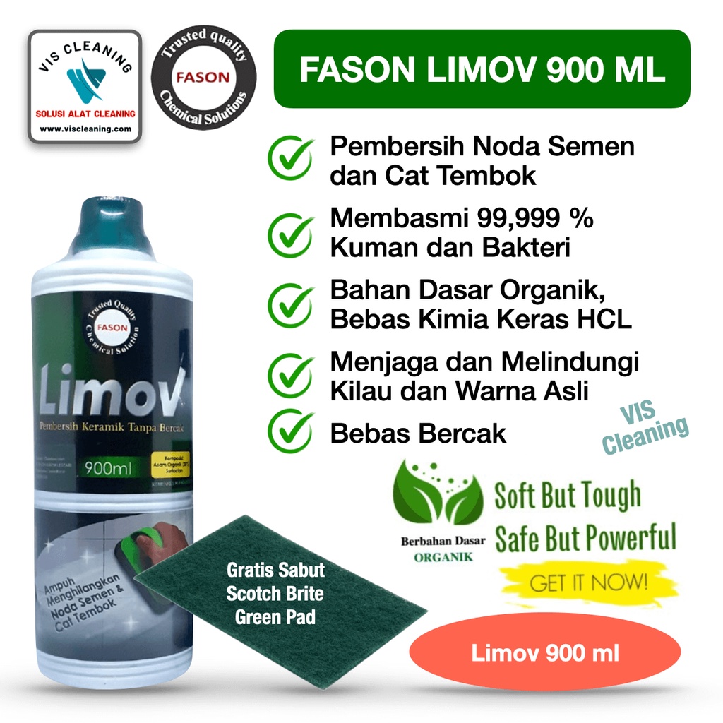 Pembersih Noda Semen &amp; Cat pada Keramik / Granit FASON Limov (900 ml)