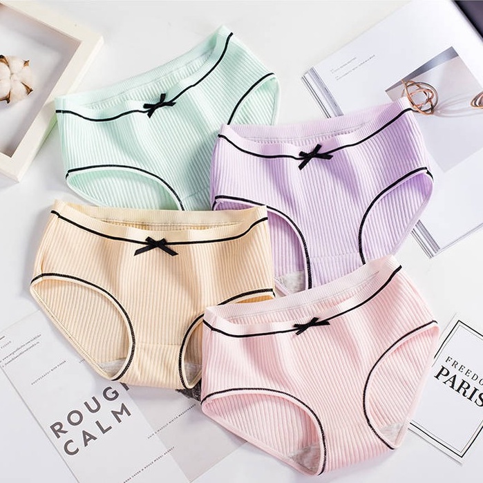 3SP | UW32 Celana Dalam Remaja Wanita Garis Polos Pita List Hitam Fashion Korea Import-4