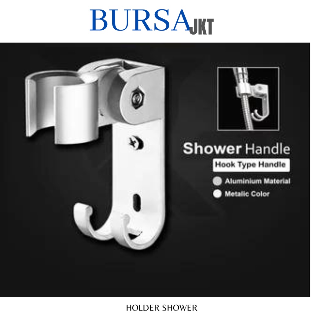 DUDUKAN GANTUNGAN TEMPEL SHOWER PEGANGAN HANDLE HOLDER ADJUSTABLE STAINLESS ANTI KARAT