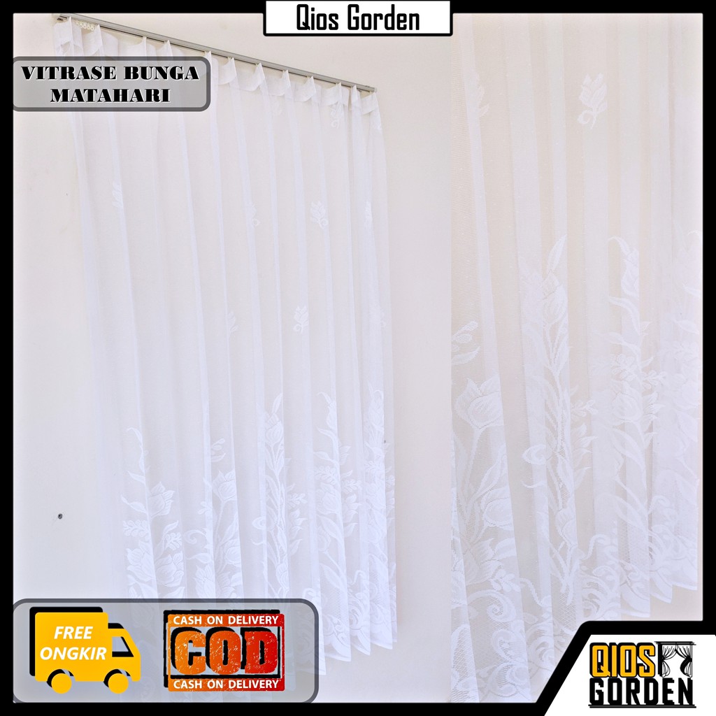 Gorden Titai Vitrase Gordeng Selambu Motif Bunga Tulip Model Plisket