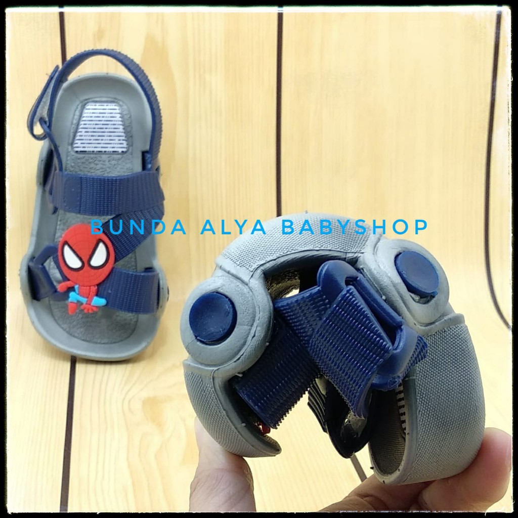 Sendal Anak Laki Laki IMPORT Usia 2 Tahunan Karet Anti Licin - Sepatu Sandal Anak Cowok Lentur ABU Kartun Size 28