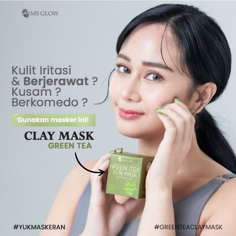 masker wajah Ms glow Purbalingga clay mask anti jerawat pori pori besar masker untuk kulit berjerawa