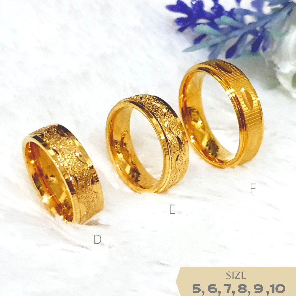 Cincin Titanium Gold Polos Motif Premium anti karat