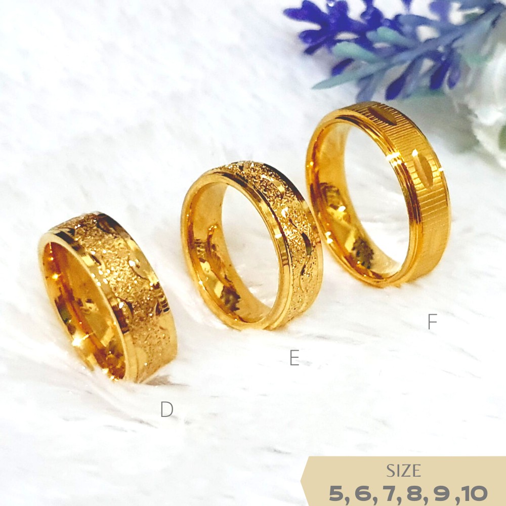 Cincin Titanium Gold Polos Motif Premium anti karat