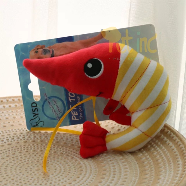 Ocean pet squeak toy prawn