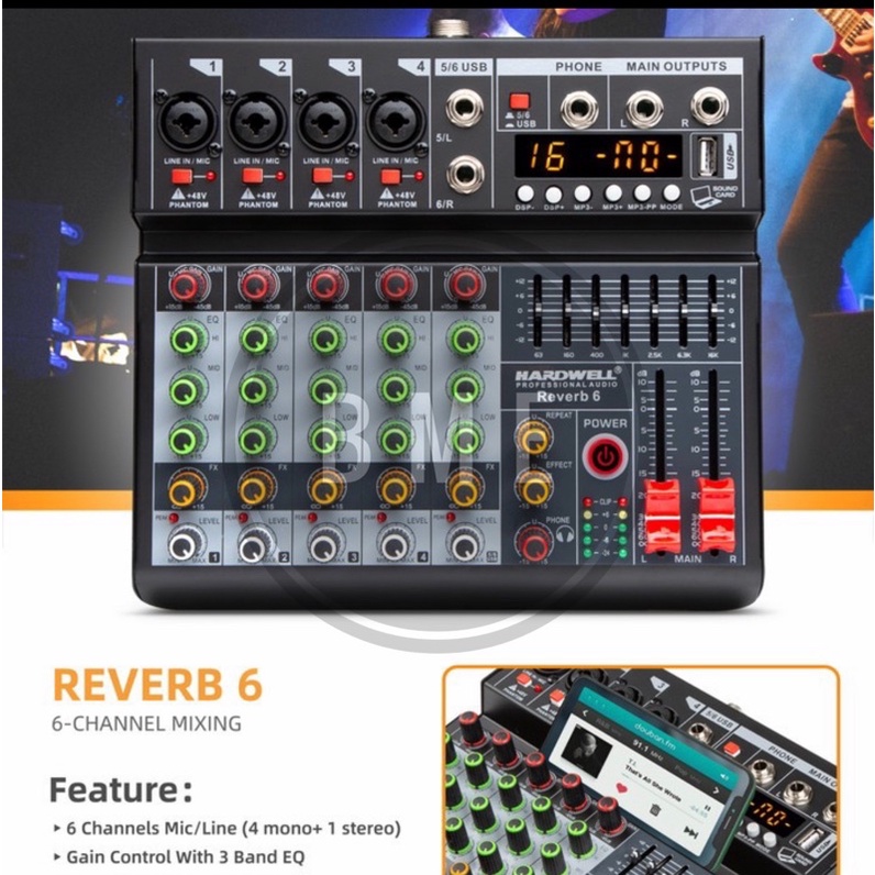 Mixer Audio HARDWELL REVERB 6 / REVERB6 (ORIGINAL) Bluetooth Soundcard