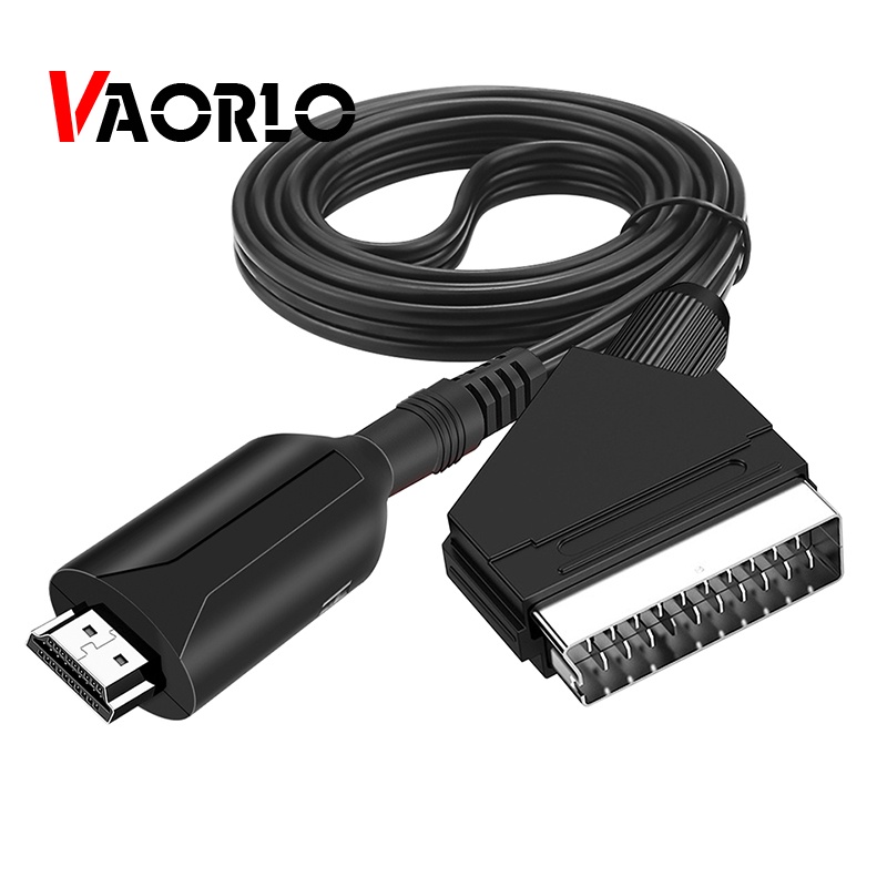 Vaorlo Kabel Adapter Converter HDMI Ke SCART SCART-HDMI-compatible Output Video Audio Untuk HDTV DVD Sky STB