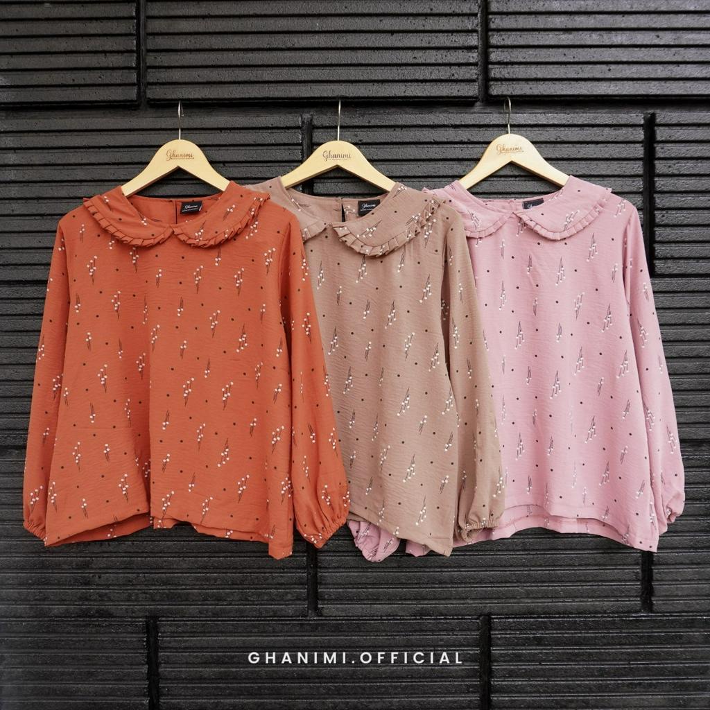 Ghanimi - Hara Blouse / Blouse Motif Bunga / Blouse Casual / Blouse Kerja / Blouse Vintage