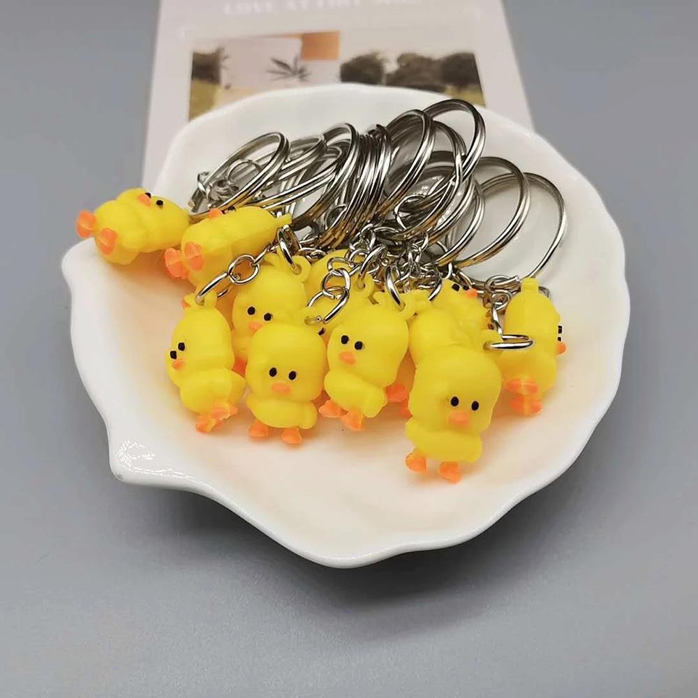 [Elegan] Gantungan Kunci 5 Pcs Bebek Kuning Kecil Lucu Kartun Key Rings