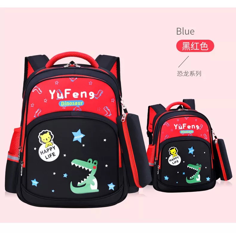 Tas Ransel Sekolah Anak TK/SD 2in1Karakter Dinosaurus Backpack Anak Laki-Laki/Perempuan Tas Sekolah