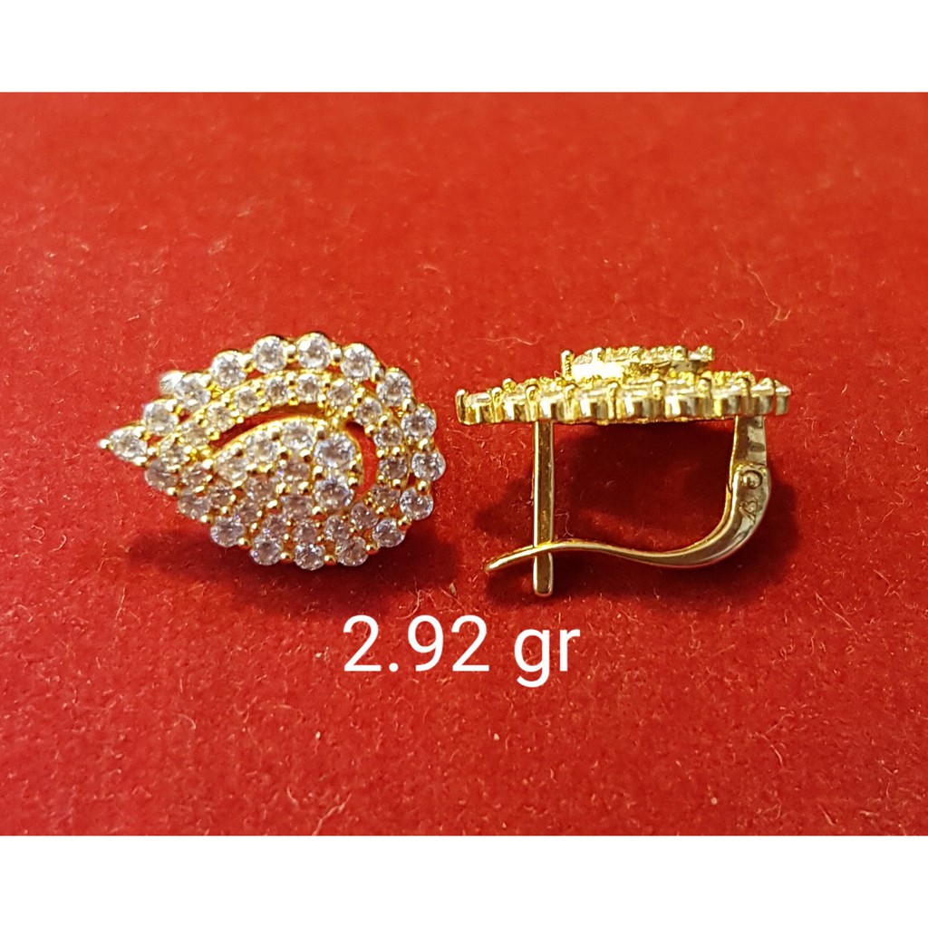 anting jepit anak dan dewasa emas asli kadar 700 70% 16k 22 gold cetek klip permata diamond seperti berlian