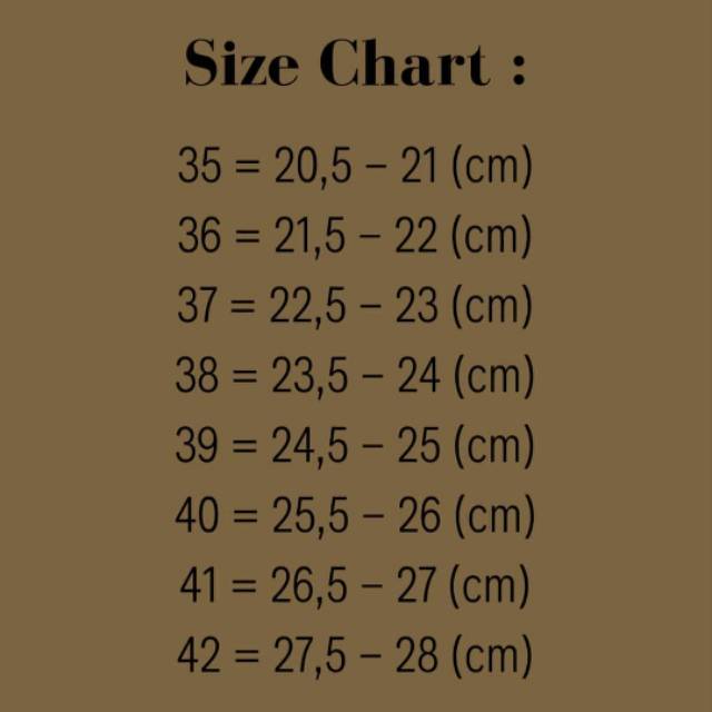 high heel size chart