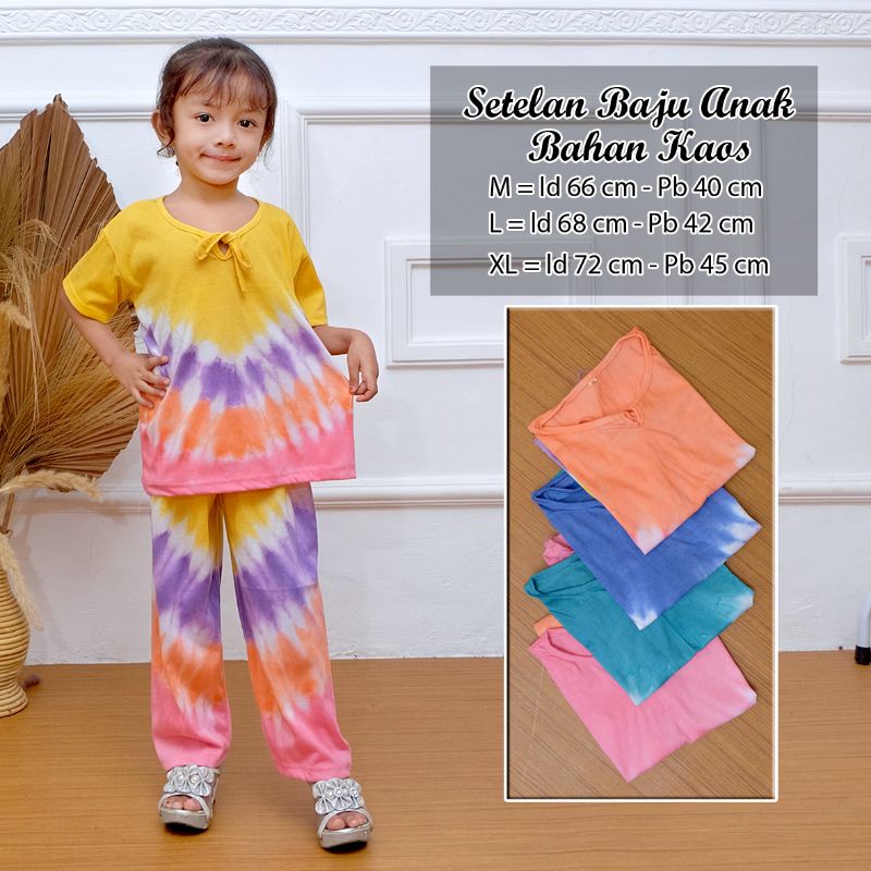 setelan kaos/cp pelangi anak/setelan termurah