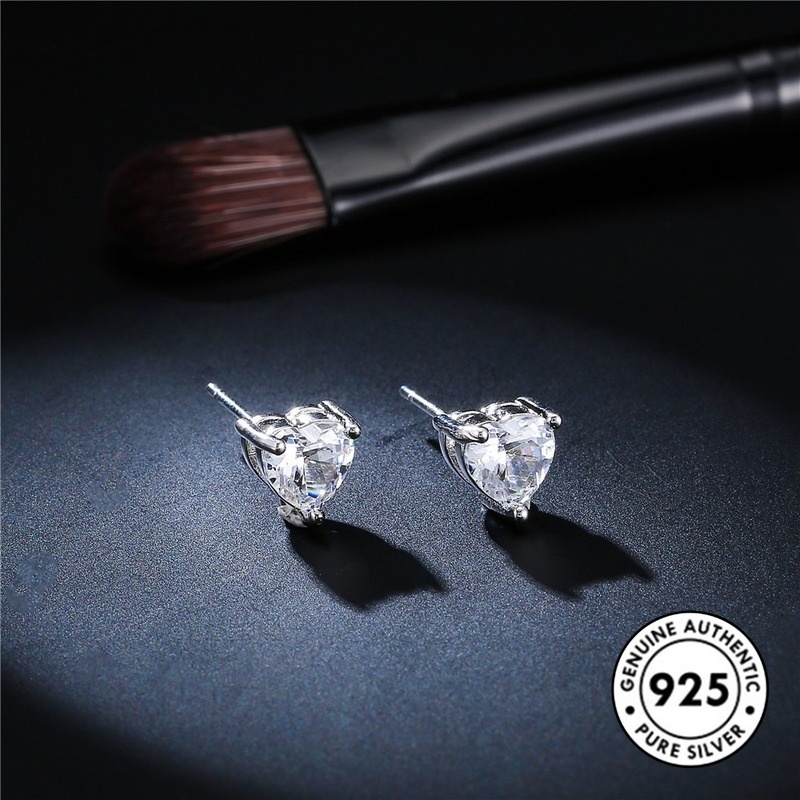 Anting Tusuk Motif Hati Simple Bahan Sterling Silver 925 Untuk Wanita