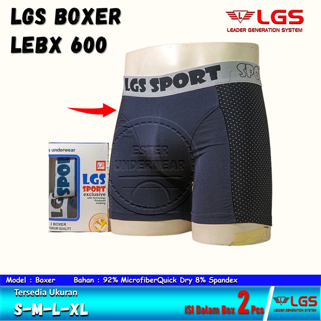 Celana Boxer Pria LGS  600 ISI 2Pcs |Celan Boxer LGS SPORT